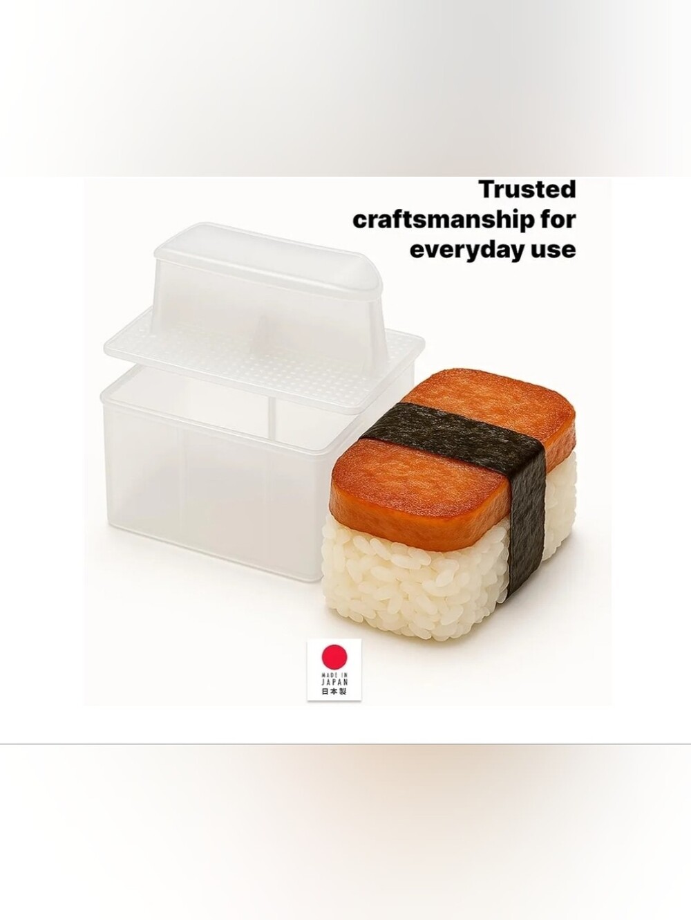 Plastic Spam Musubi Mold - Translucent White Rice Press Japanese Musubi Maker